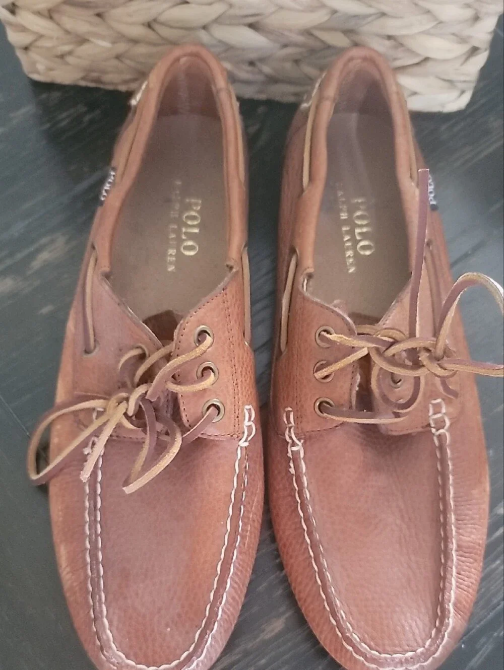 Polo by Ralph Lauren Tan Leather Boat Shoes